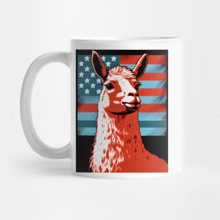Abstract pop art style portrait of patriot llama Mug